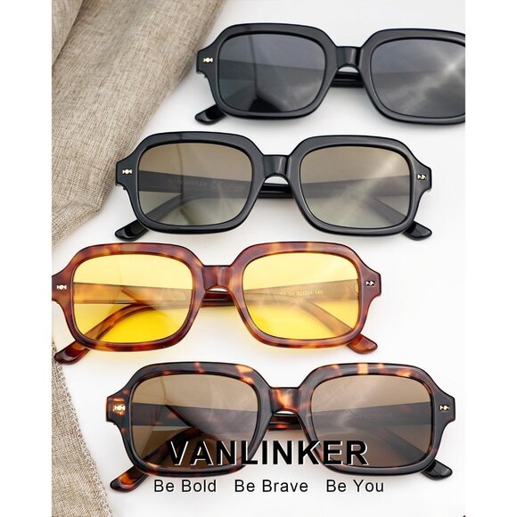 ✨Women Brown Retro Square Polarized Eyewear Rectangle Shades Sunglasses